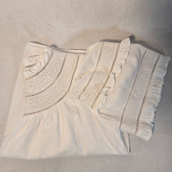 & OTHER STORIES Cottagecore Embroidered A-Line Ruffle WHITE Top Size 4 LIKE NEW! - Picture 5 of 16